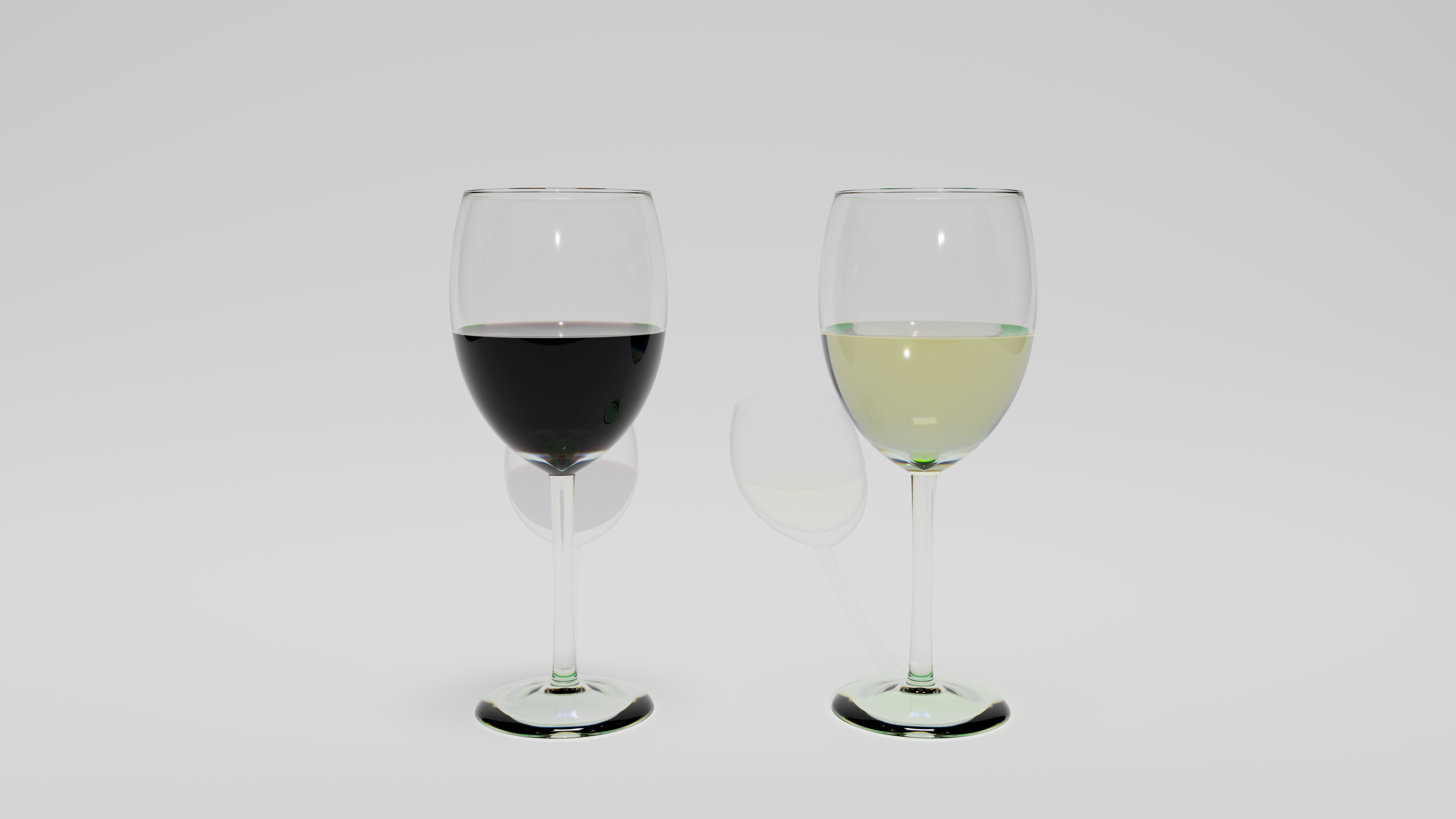 Two wine glasses on white background