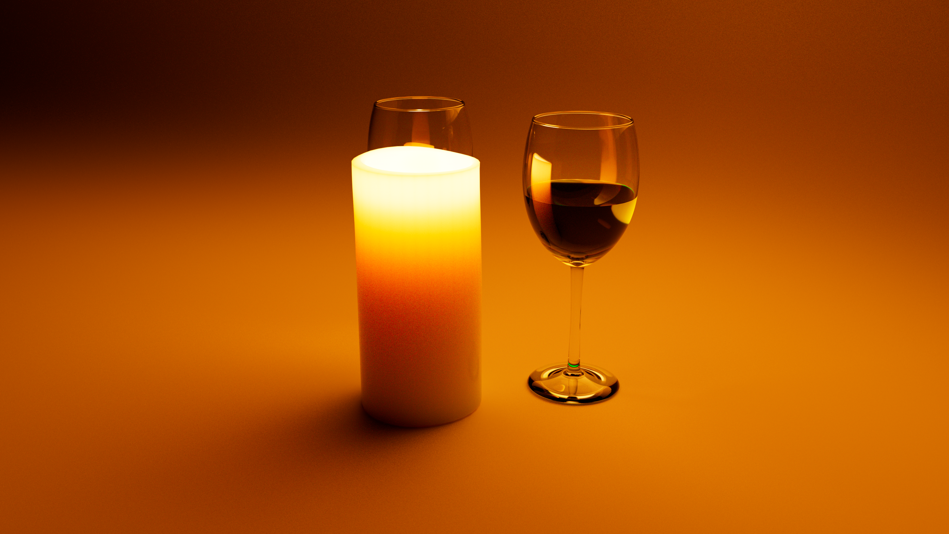 Dark wine glass next to candle